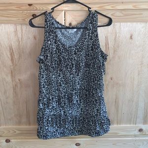Van Heusen ruffle front leopard printed shirt size M
